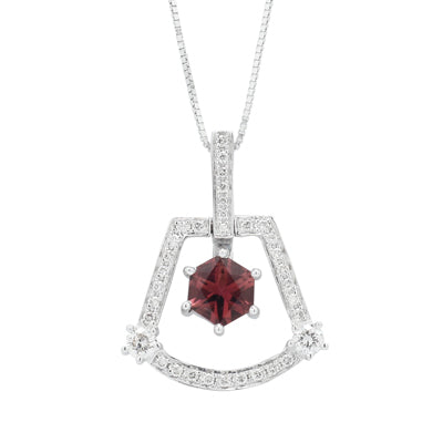 Maine Pink Tourmaline Necklace in 14kt White Gold with Diamonds (1/4ct tw)