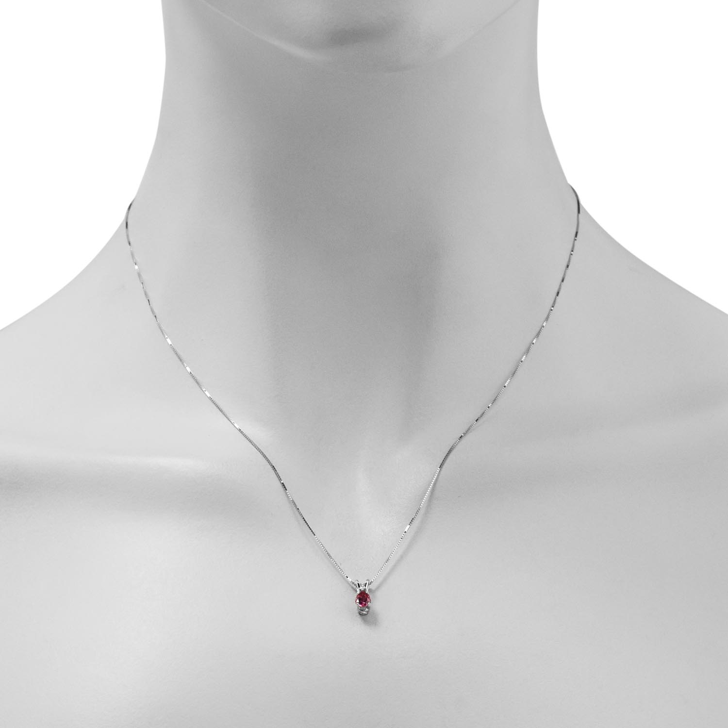 Maine Pink Tourmaline Necklace in 14kt White Gold with Diamond (.01ct)