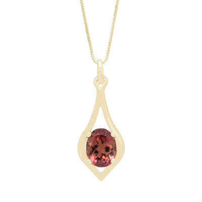 Maine Pink Tourmaline Necklace in 14kt Yellow Gold