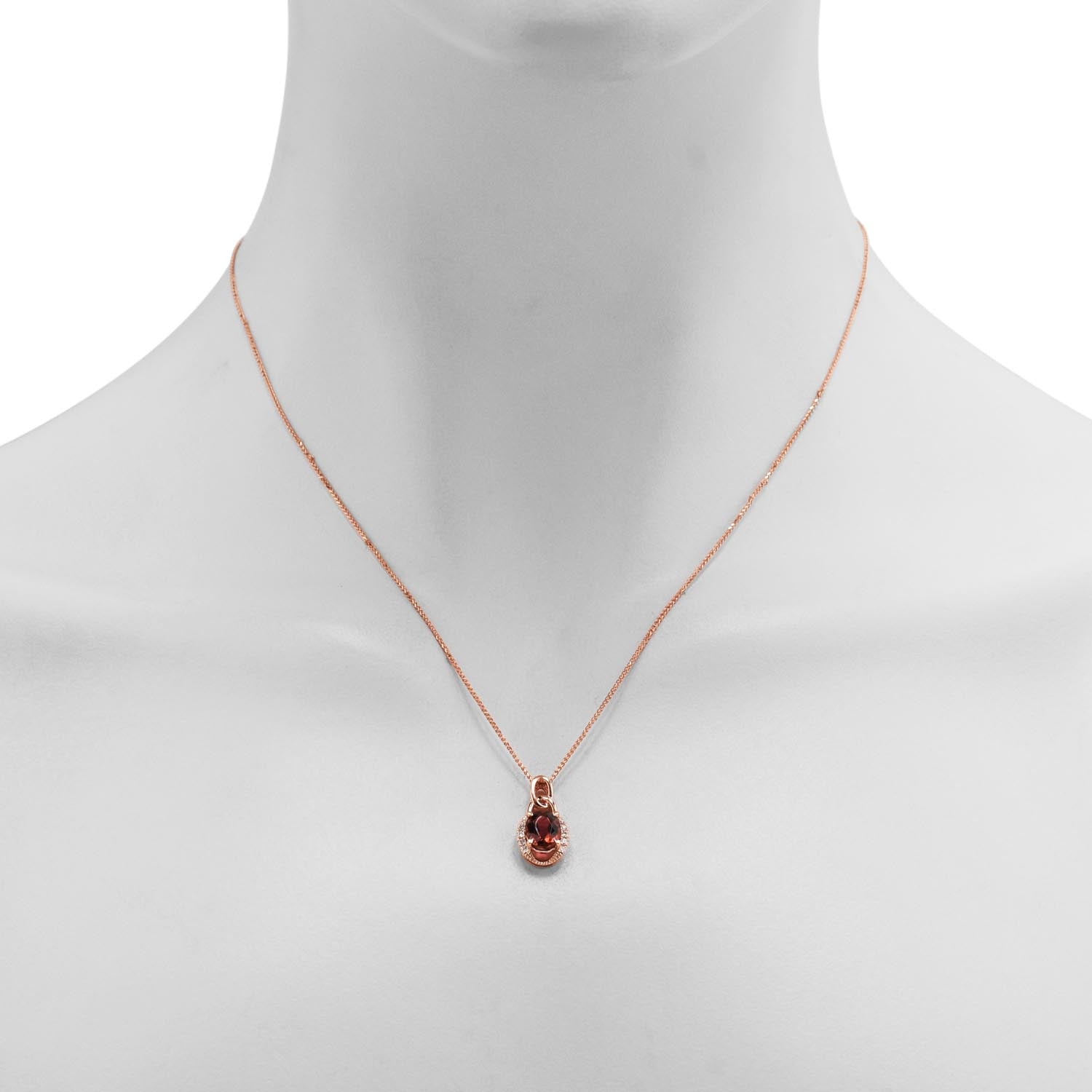 Maine Pink Tourmaline Necklace in 14kt Rose Gold with Diamonds (1/10ct tw)