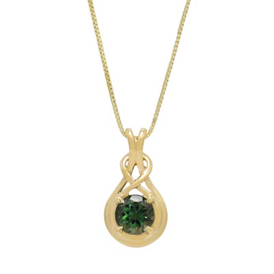 Maine Green Tourmaline Knot Necklace in 14kt Yellow Gold