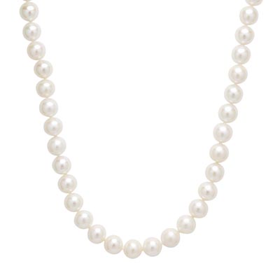 Freshwater Cultured Pearl Necklace in 14kt White Gold (7.5-8.5mm pearls)
