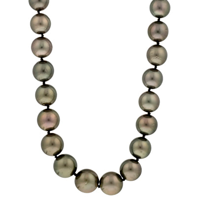 Tahitian Pearl Necklace in 14kt White Gold (9-12mm pearls)