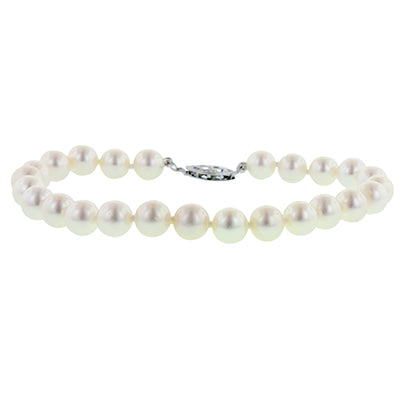 Cultured Freshwater Pearl Bracelet in 14kt White Gold (6-7mm pearls)
