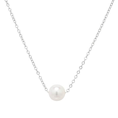 Princesse Add Pearls Necklace in 14kt White Gold (7mm Pearl)