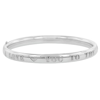 Children I Love You to the Moon and Back Bangle Bracelet in Sterling Silver