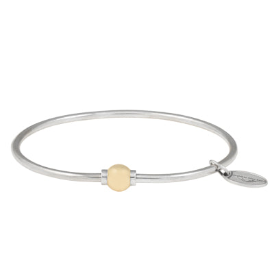 Cape Cod Single Bead Bangle Bracelet in Sterling Silver with 14kt Yellow Gold