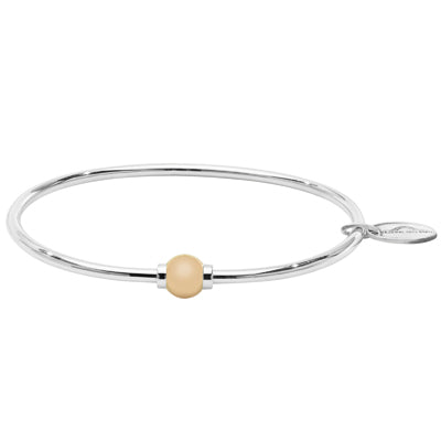 Cape Cod Single Bead Bangle Bracelet in Sterling Silver and 14kt Rose Gold