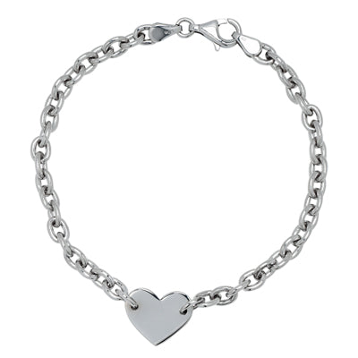 Engravable Heart Bracelet in Sterling Silver (7 1/4 inches)