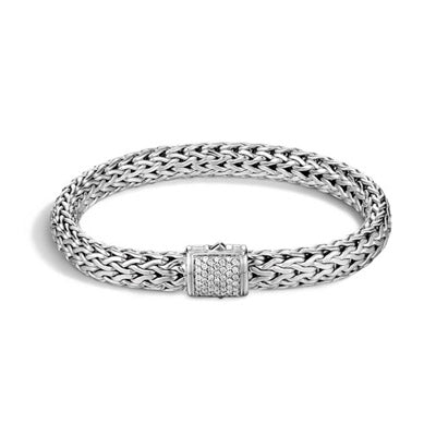 John Hardy Classic Chain Collection Bracelet with Diamonds in Sterling Silver (1/4ct tw)