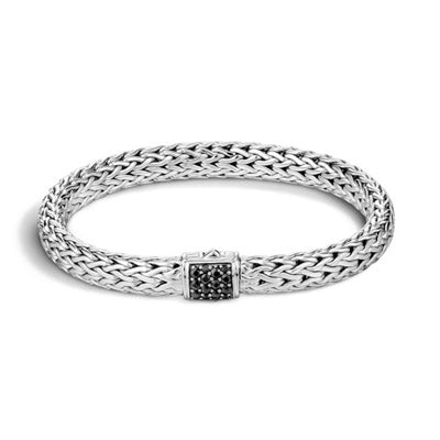 John Hardy Icon Lava Bracelet in Sterling Silver with Black Sapphires (7.5mm)