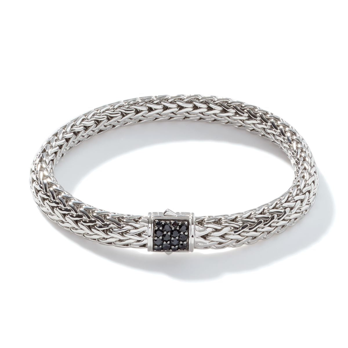 John Hardy Icon Lava Bracelet in Sterling Silver with Black Sapphires (7.5mm)