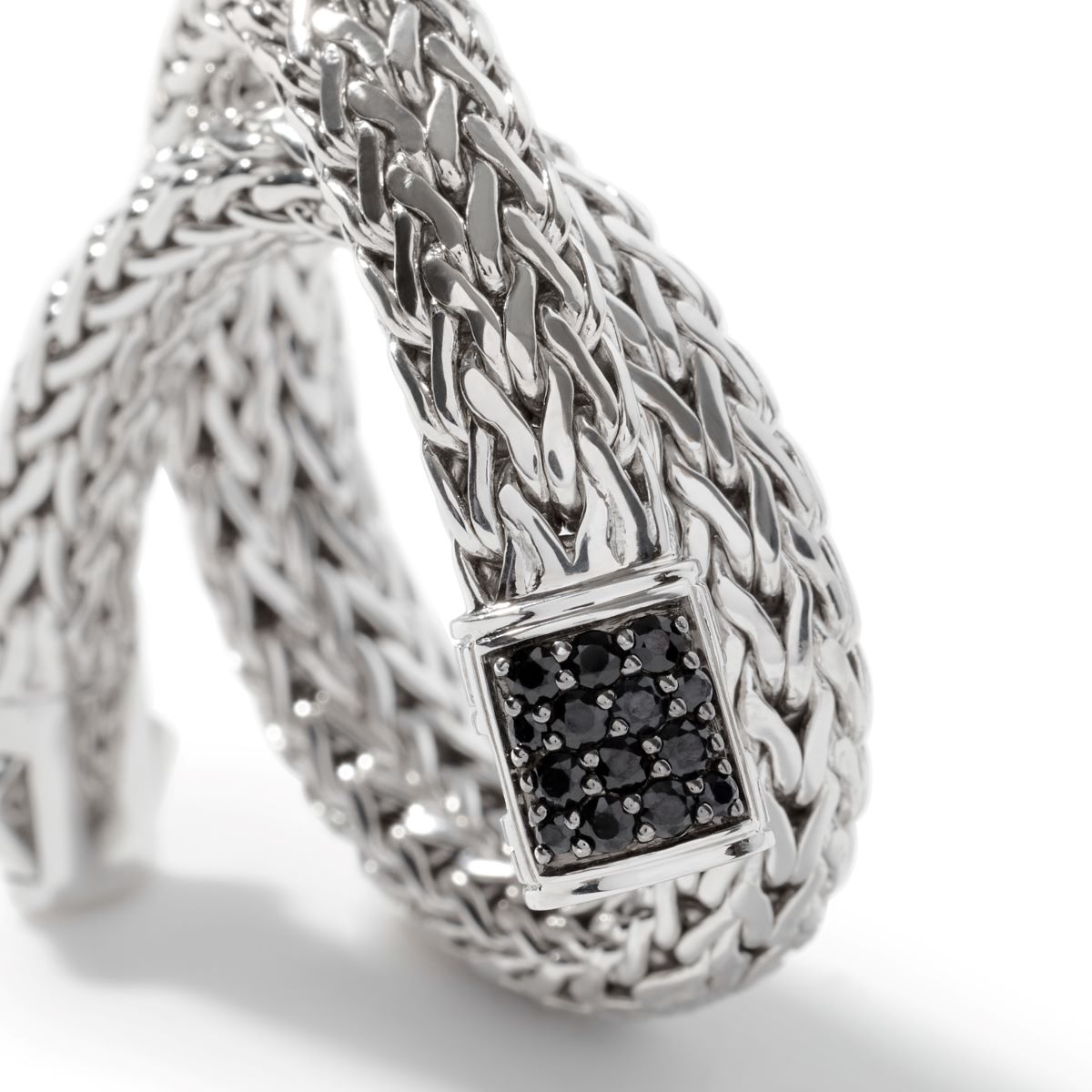 John Hardy Icon Lava Bracelet in Sterling Silver with Black Sapphires (7.5mm)