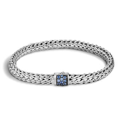 John Hardy Classic Chain Collection Blue Sapphire Bracelet in Sterling Silver