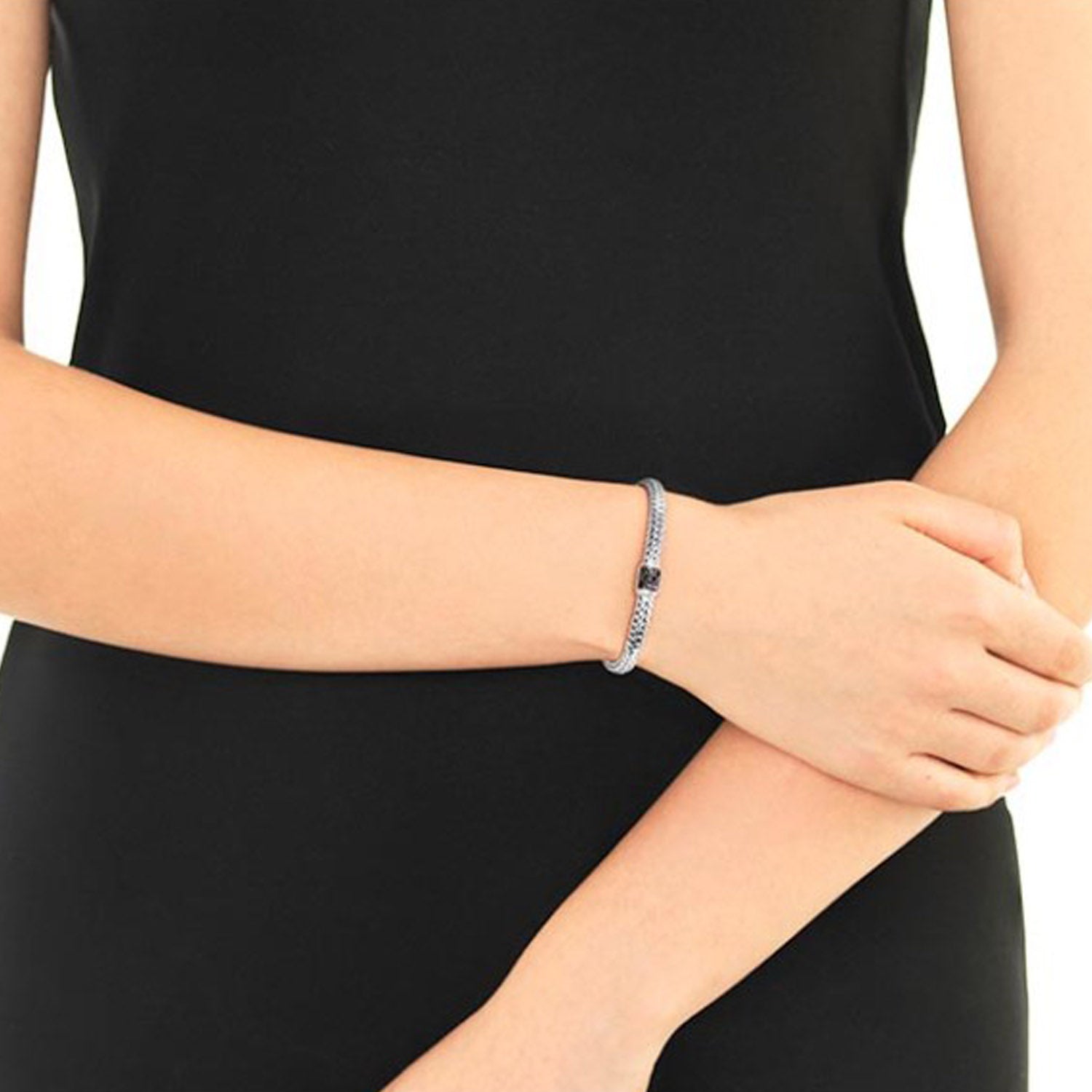 John Hardy Icon Bracelet in Sterling Silver with Black Sapphire (5mm)