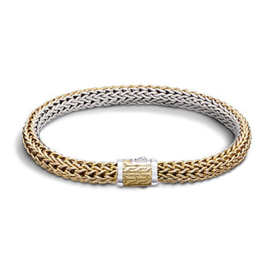 John Hardy Classic Collection Chain Reversible Bracelet in Sterling Silver and 18kt Yellow Gold