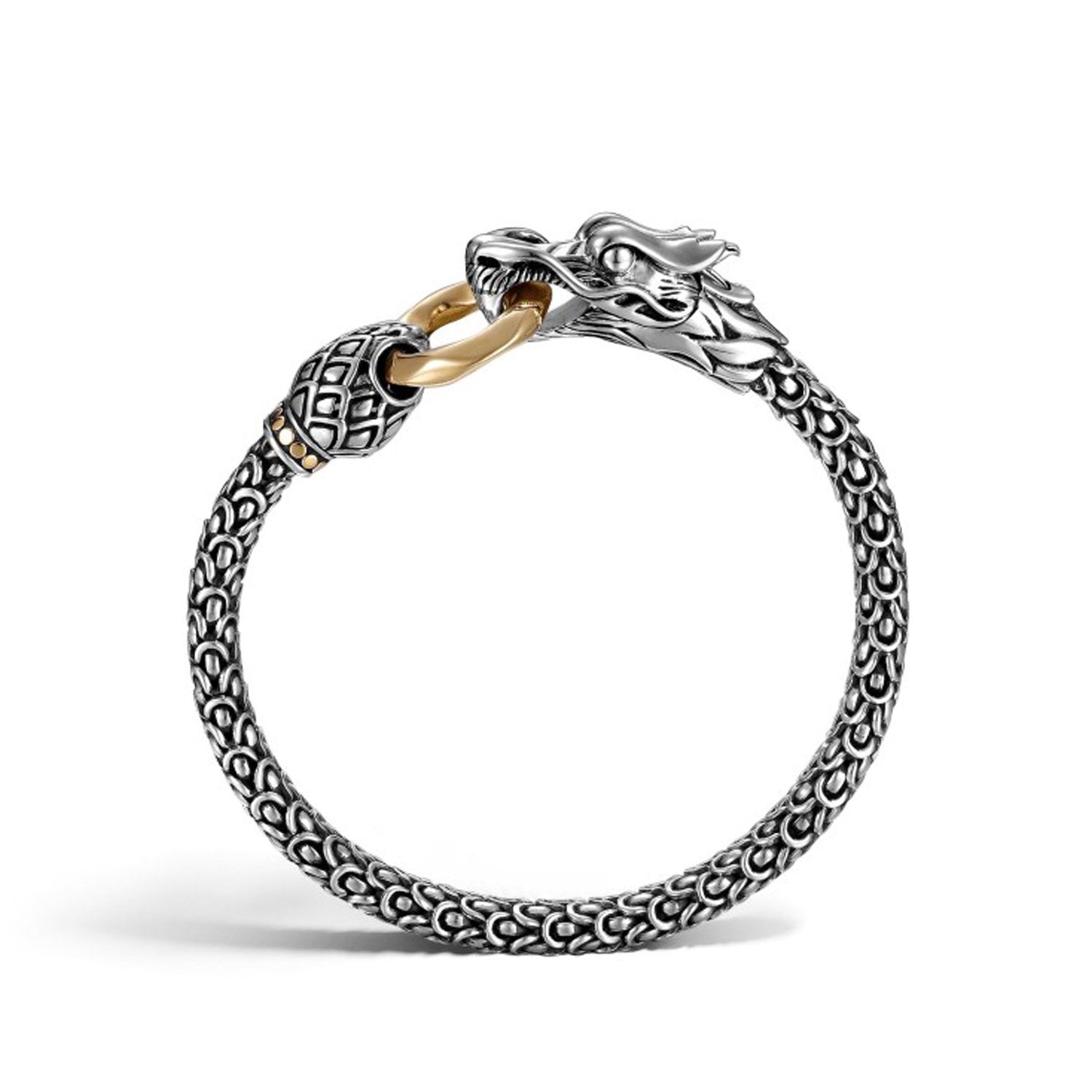 John Hardy Legends Naga Collection Station Bracelet in Sterling Silver and 18kt Yellow Gold