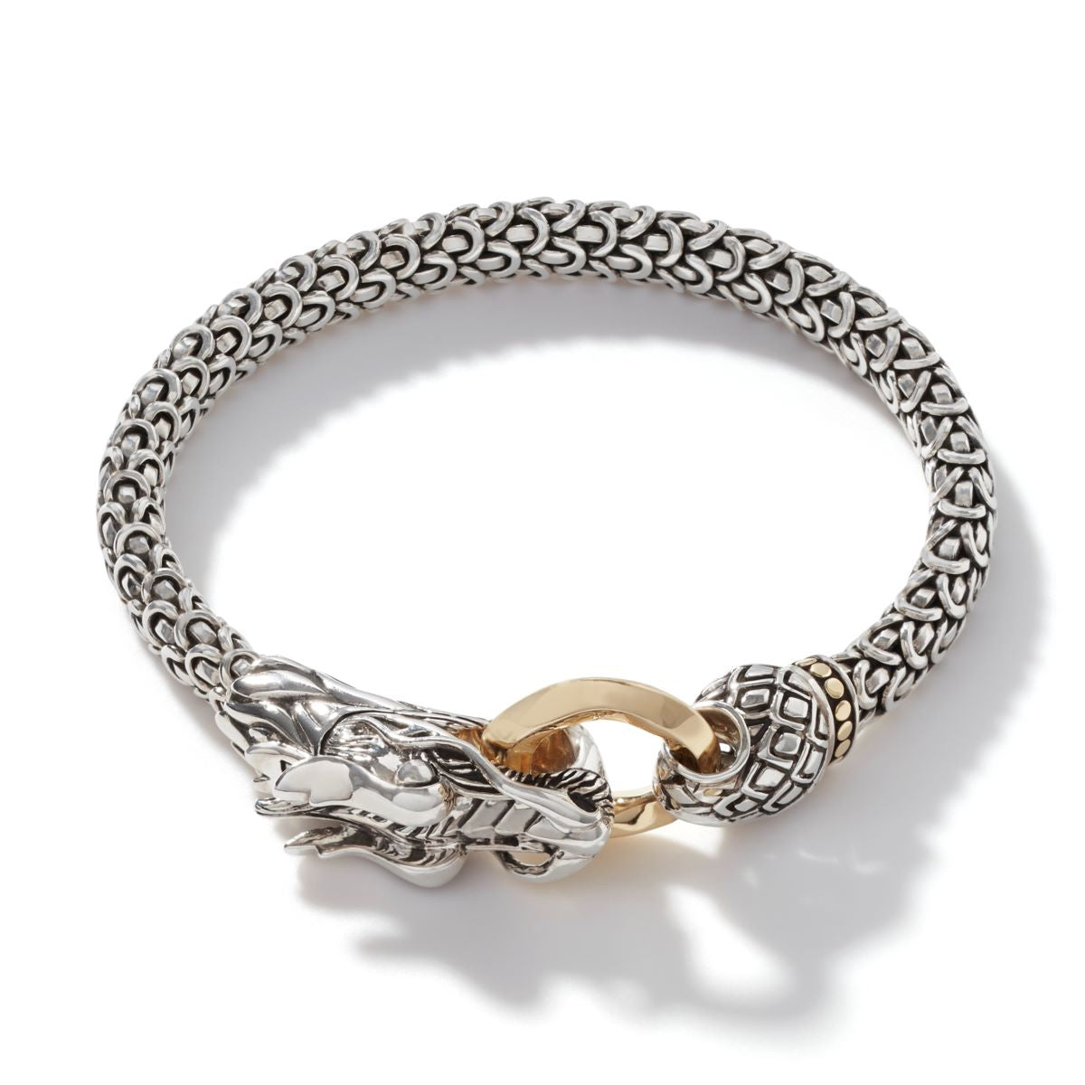 John Hardy Naga Station Bracelet in Sterling Silver and 18kt Yellow Gold (6mm)