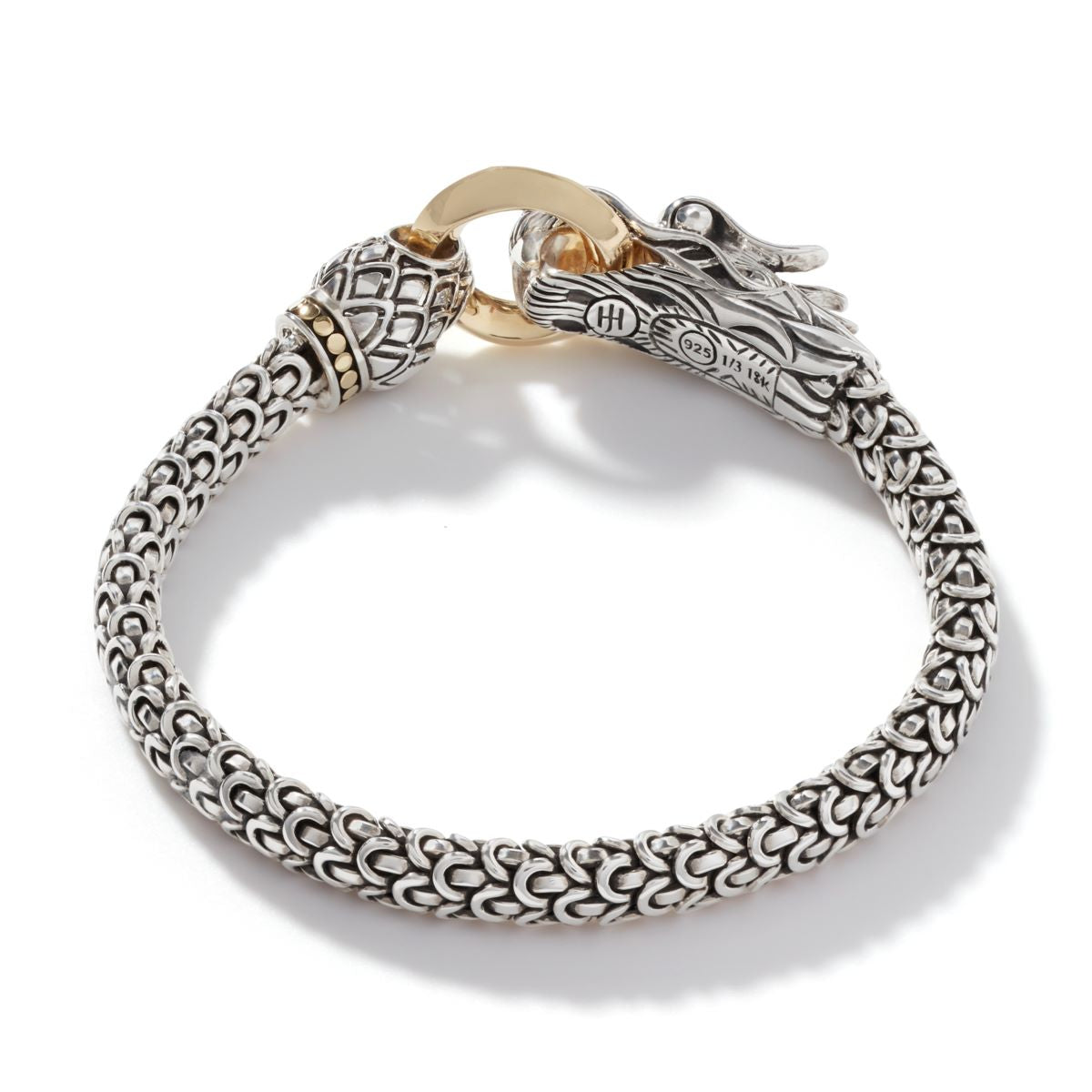 John Hardy Naga Station Bracelet in Sterling Silver and 18kt Yellow Gold (6mm)