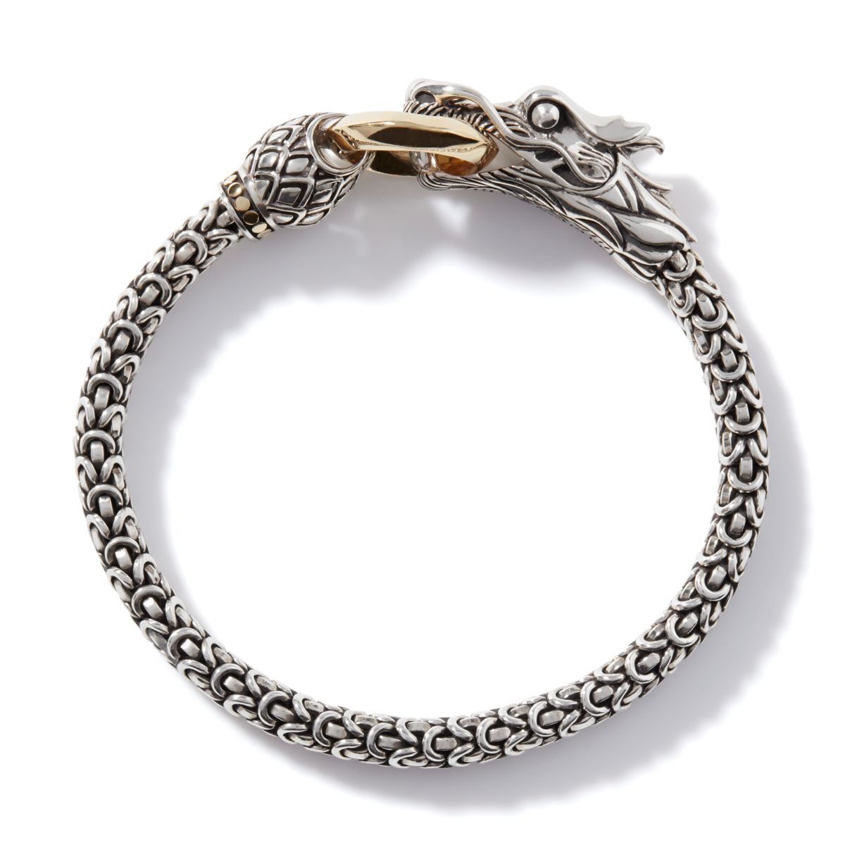 John Hardy Naga Station Bracelet in Sterling Silver and 18kt Yellow Gold (6mm)