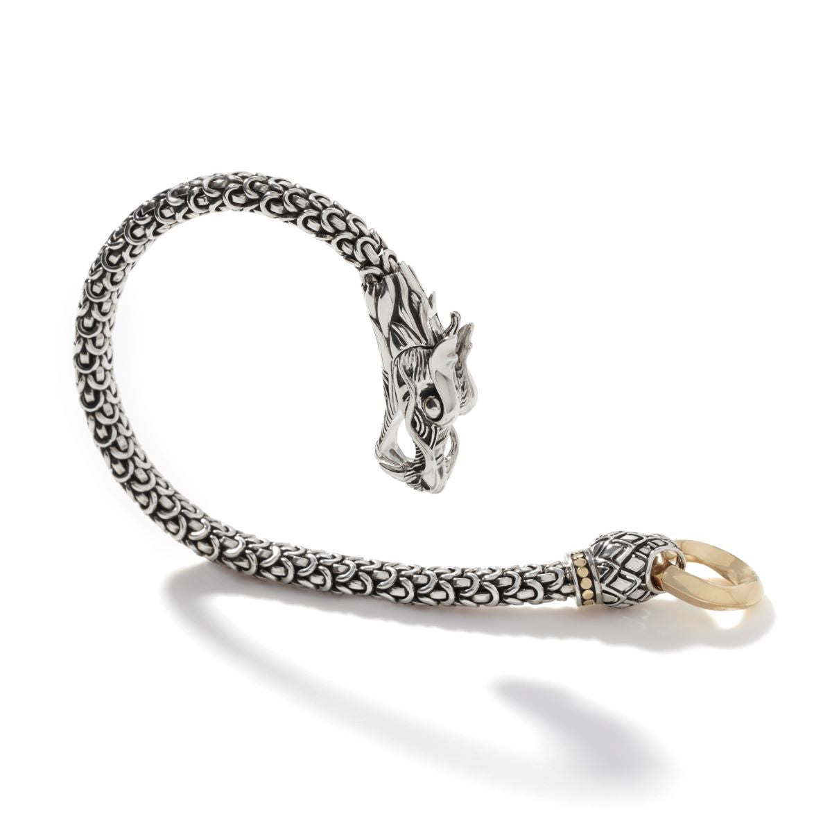 John Hardy Naga Station Bracelet in Sterling Silver and 18kt Yellow Gold (6mm)
