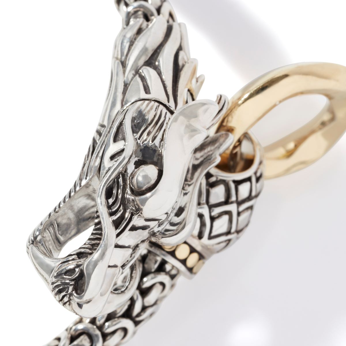 John Hardy Naga Station Bracelet in Sterling Silver and 18kt Yellow Gold (6mm)