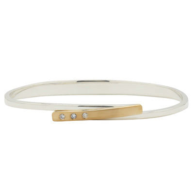E.L. Designs Anticipation Bracelet in Sterling Silver and 14kt Yellow Gold with Diamonds (1/20ct tw)