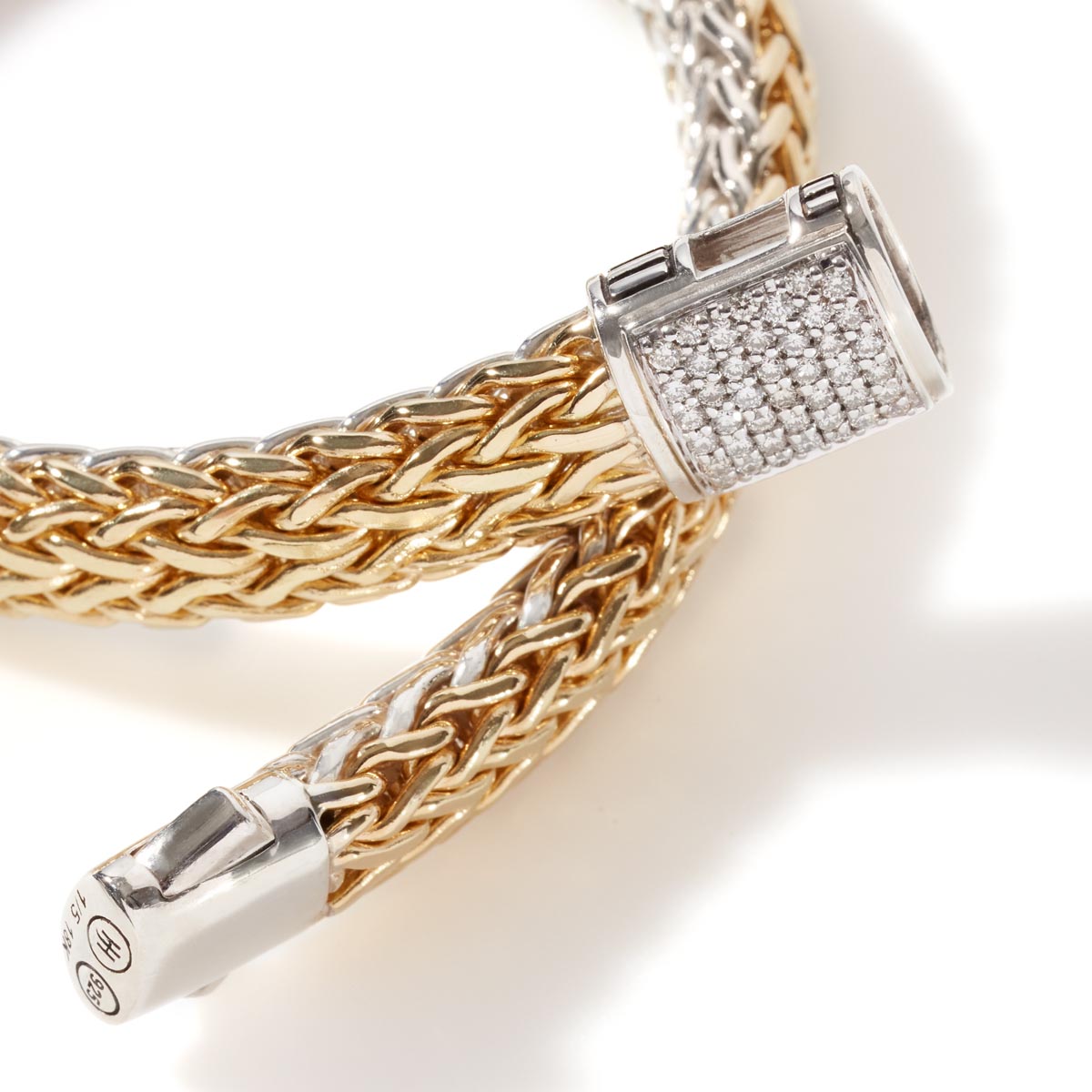 John Hardy Icon Reversible Bracelet in 18kt Yellow Gold and Sterling Silver with Diamonds  (1/7ct tw)