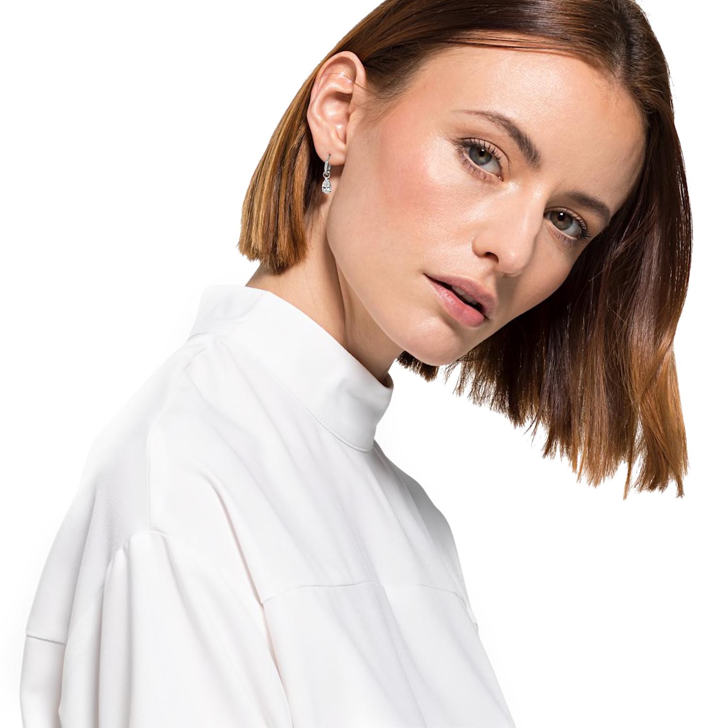 Swarovski Attract Pear Crystal Mini Hoop Earrings