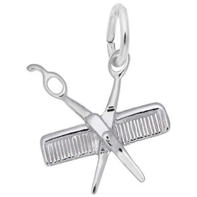Rembrandt Comb and Scissors Charm in Sterling Silver