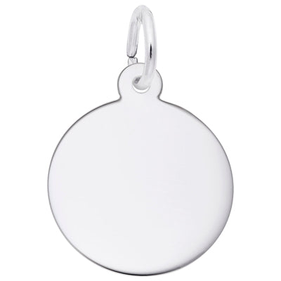 Rembrandt Engravable Round Disc Charm in Sterling Silver