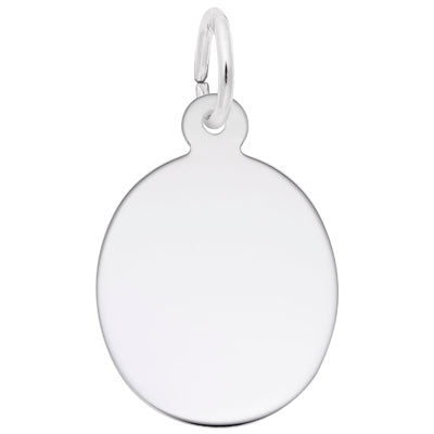 Rembrandt Engravable Oval Disc Charm in Sterling Silver