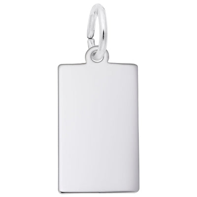 Rembrandt Rectangular Dog Tag Charm in Sterling Silver