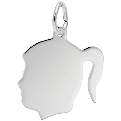 Rembrandt Ponytail Girl Charm in Sterling Silver