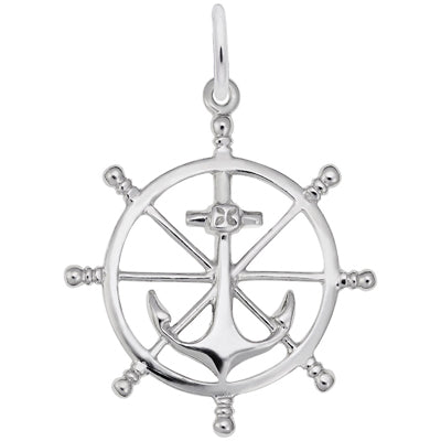 Ships Wheel Charm in Sterling Silver
