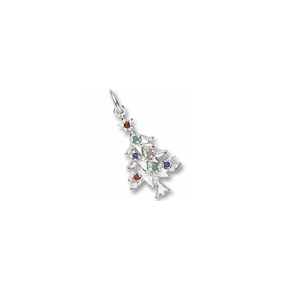 Seven Stone Christmas Tree Charm in Sterling Silver