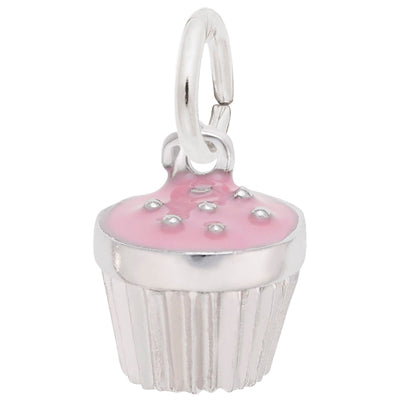 Rembrandt Pink Cupcake Charm in Sterling Silver