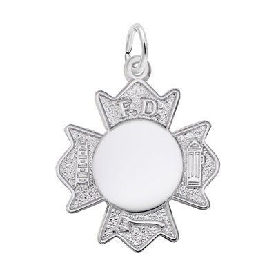 Rembrandt Fire Department Badge Charm in Sterling Silver