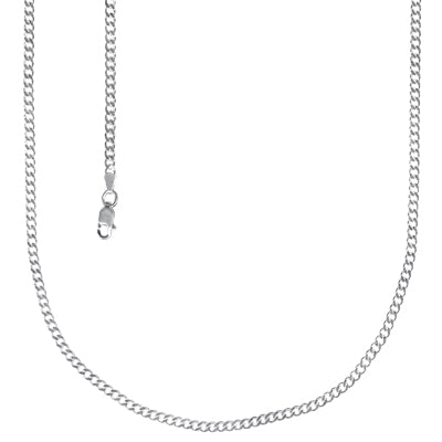 Curb Chain in Sterling Silver (24 inches and 3mm)