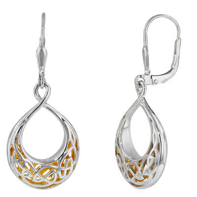 Keith Jack Window to the Soul Teardop Dangle Earrings in Sterling Silver and 24kt Yellow Gold Plate