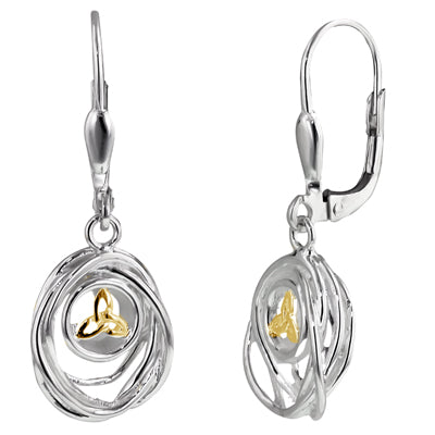 Keith Jack Cradle of Life Celtic Drop Earrings in Sterling Silver and 10kt Yellow Gold