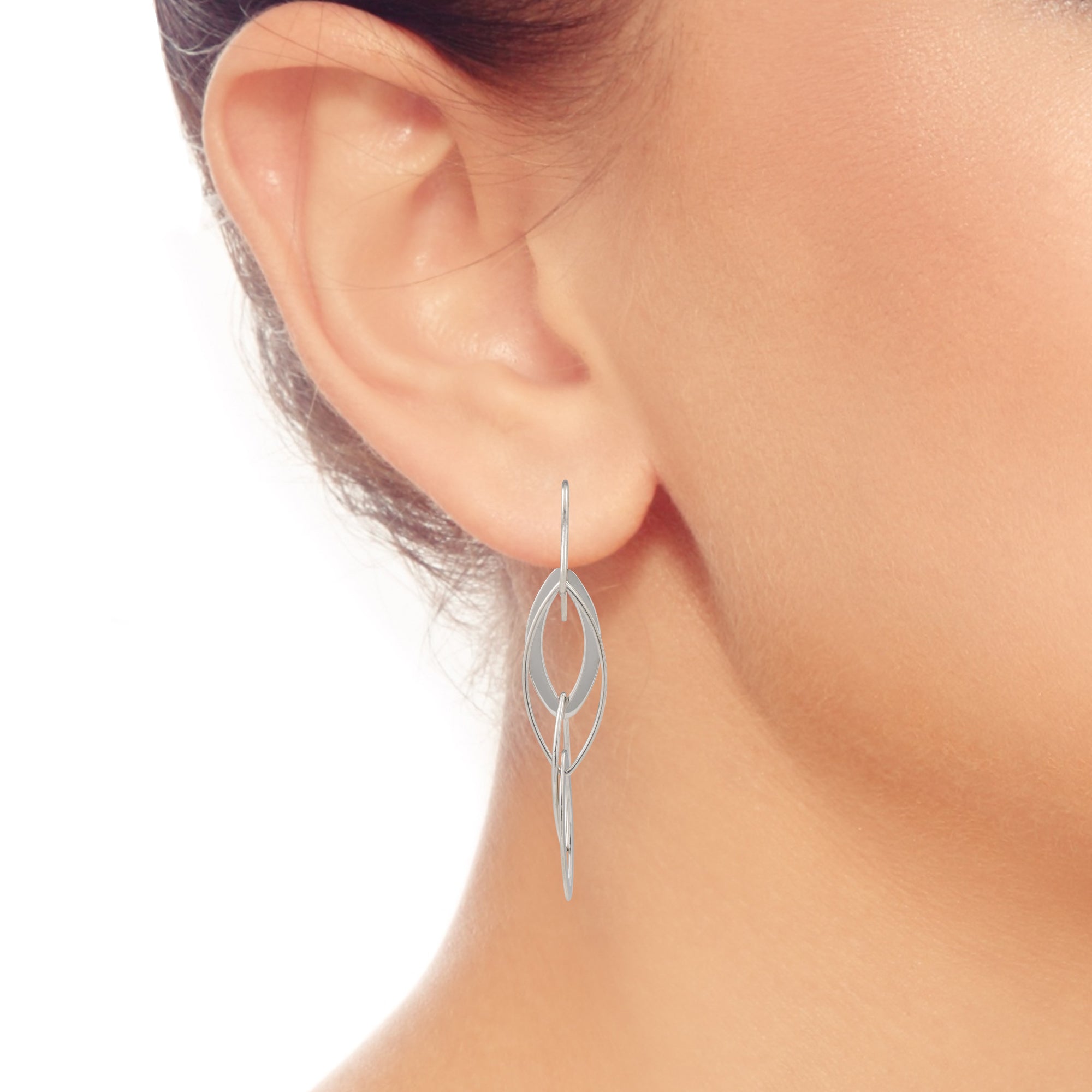 Interlocking Almond Drop Earrings in Sterling SIlver