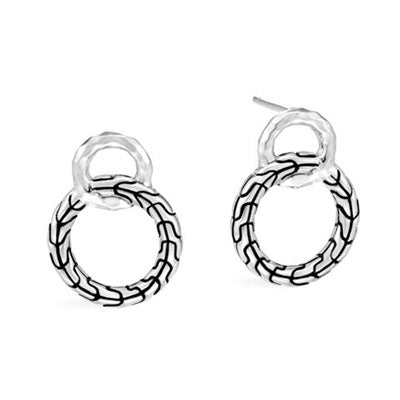 John Hardy Chain Collection Classic Hammered Interlocking Earrings in Sterling Silver