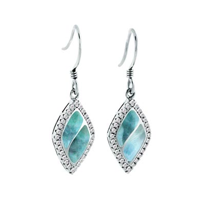 Alamea Larimar Diamond Shaped Earrings in Sterling Silver