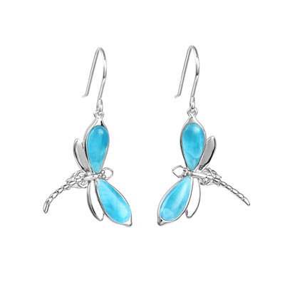 Alamea Larimar Dragonfly Earrings in Sterling Silver