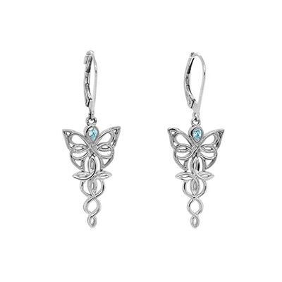 Keith Jack Blue Topaz Butterfly Earrings in Sterling Silver