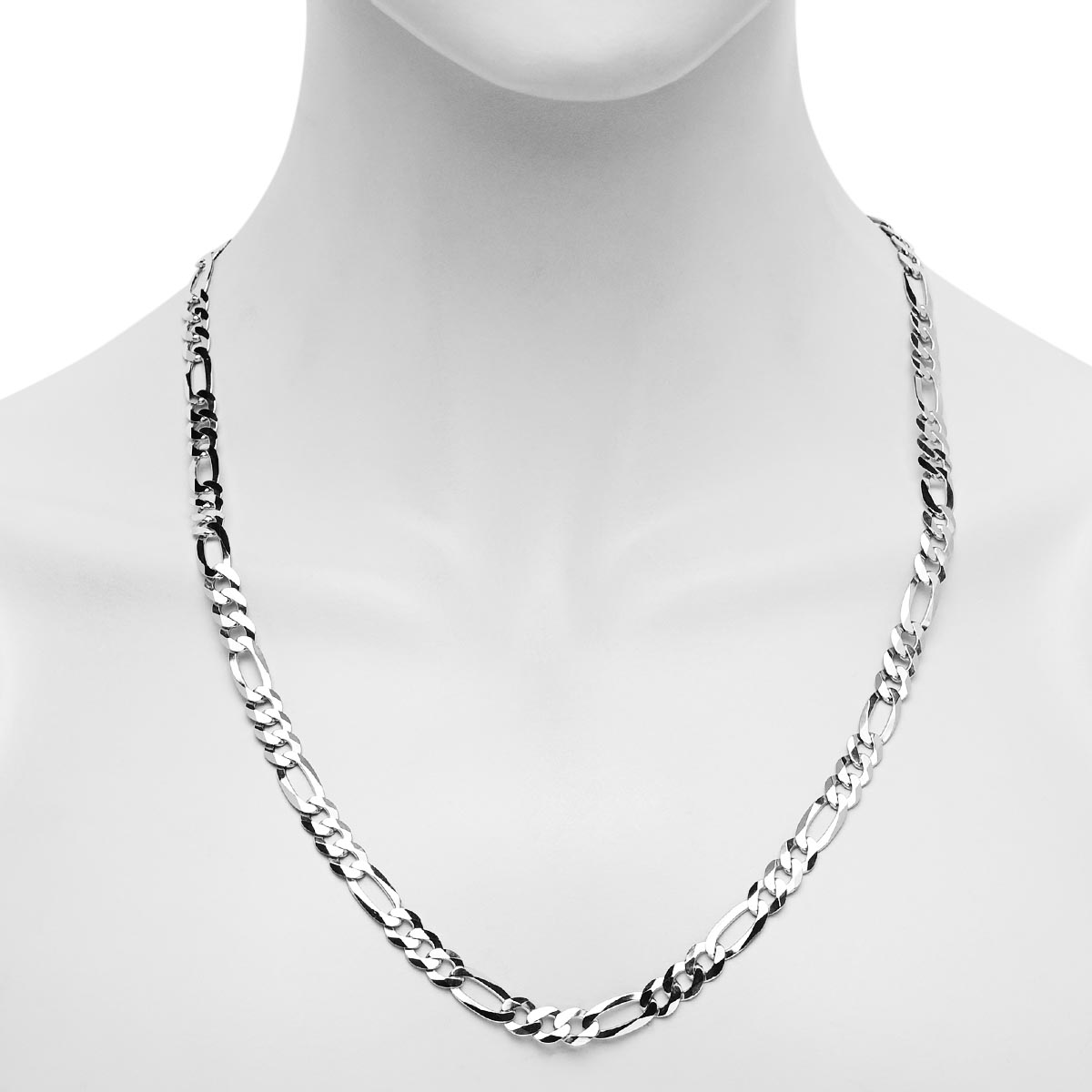 Figaro Chain in Sterling Silver (24 inches and 7mm)