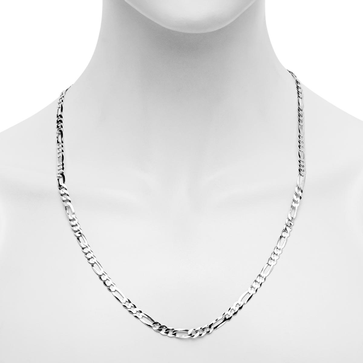 Figaro Chain in Sterling Silver (24 inches and 5mm)