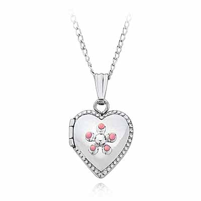 Children Heart Locket Necklace in Sterling Silver