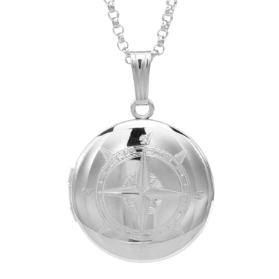 Round Compass Locket in Sterling Silver